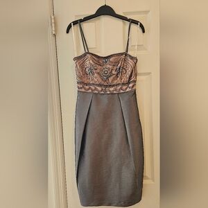 Sue Wong Metalic Beaded Mini Dress